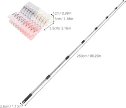 Waslijn Droogset - Wasstok Droogrek - Buiten Kleding Drogen - Telescopisch Verstelbaar - 250 cm - Zilver — thumbnail 5