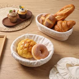 SnelShoppen - Banneton Liner Set 4 Stuks - 10 Inch Herbruikbare Ronde en Ovalen Brooddeksels - Natuurlijke Jute en Katoen - Ideaal voor Thuisbakkerij — thumbnail 2