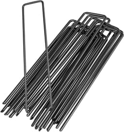SnelShoppen - 20 Stuks U-vormige Tuinankers voor Bevestigen van Wietdoek, Gronddoeken, Zwart, Gegalvaniseerd Staal, 150mm x 25mm, Roestvrij, Herbruikb — thumbnail 1
