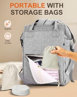 SnelShoppen - 10 Pack Organische Bamboe Borstvoedingskussens, Herbruikbare Borstvoedingspads, Wasbare Melk Pads, Inclusief Waszak & Opbergtas, Comfort — thumbnail 4
