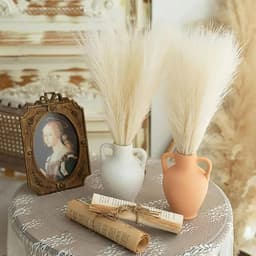 10 Stem Faux Pampas Gras, Pluizige Kunstmatige Nep Bloemen Voor Bruiloft, Thuis, Rustieke Partij, Baby Shower, Vaas Vuller Farmhouse Home Wedding Decor 22,4in (Color : Beige) — thumbnail 2