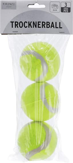 Droogballen set van 3 | Ø 6 cm rubberen kern geel polyestervilt | tennisballen droger droogtijd - energiebesparing — thumbnail 2
