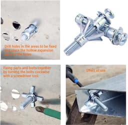 36 sets holle wandbevestigingen anker, gipsplaatbevestigingen Heavy Duty schroeven assortiment, holle rawl-pluggen voor gipsplaat, gipsplaat, baksteen, houten deuren, dun metaal, beton, metselwerk — thumbnail 3