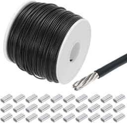 Dailygoods - 100m Rvs Kabel met 30 Aluminium Moffen voor Waslijn en Decoratie — thumbnail 1