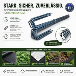 Grondankers U-vorm - Grondpennen Tuin - Bodembedekking Bevestigen - Extra Lange Uitvoering - 40 cm 100 stuks - Staalkleur — thumbnail 3