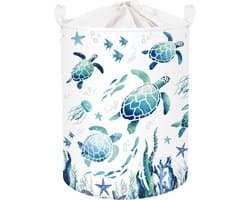 Opvouwbare Zeedierendas voor Wasgoed, Opbergmand voor Speelgoed en Kleding voor Thuis, Blauwe Schildpadden, 63L