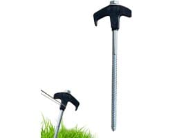 Grondankers inschroefbaar - Tentharingen Heavy Duty - Kamperen en Tuin - Glow In The Dark - 20 cm - Zwart
