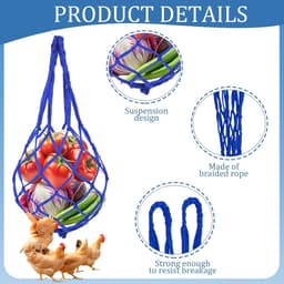 Groentezakken Gevogelte - Voederdispenser Kippen - Natuurlijk Voergedrag - Duurzaam Nylon Materiaal - 6 Stuks - Meerdere Kleuren — thumbnail 3