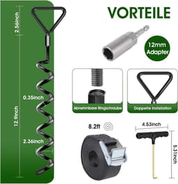 Trampoline Bodemankers - 4 stuks - Heavy Duty - Schroef-in Grondankers - Hoge Windbestendigheid met Riemen — thumbnail 4