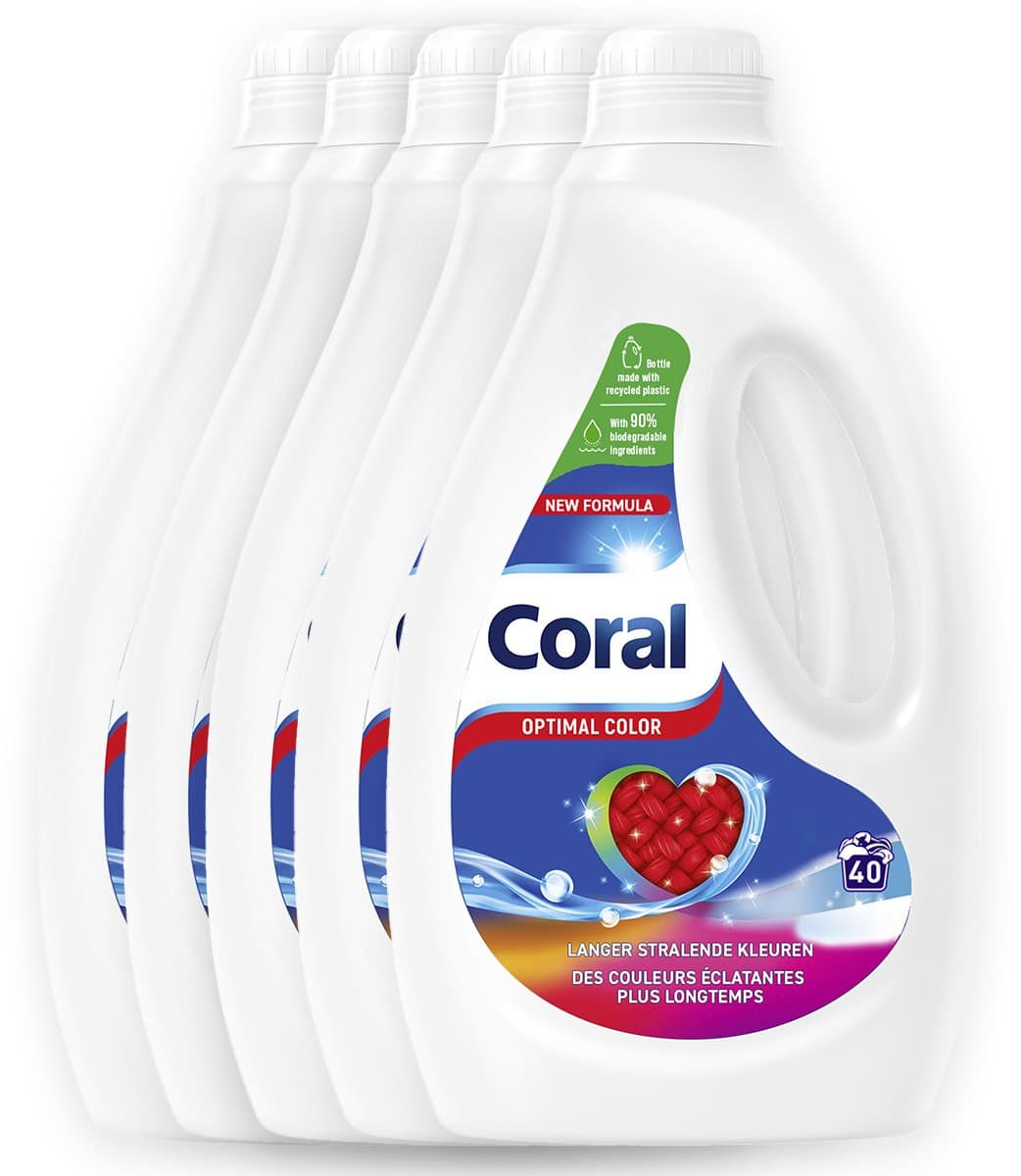 Coral - Vloeibaar Wasmiddel - Optimal Color - Voordeelverpakking 5 X 40 wasbeurten — afbeelding 1