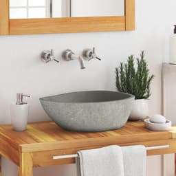 Ovale Riviersteen Wastafel 37-46 cm - Stijlvolle Badkamer Gootsteen — thumbnail 3