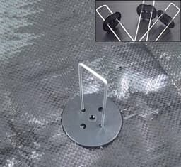 Grondankers voor tuinieren - Onkruidvlies - Tent - Verzinkt - 25 mm diameter - 15 cm lang - 4 cm breed - 50 stuks met bufferschijven — thumbnail 5