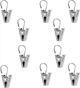*** 10-delige set Multifunctionele Haakjes voor Gordijnen, Handdoeken en meer - Sterke Metalen Klemmen voor een opgeruimde Badkamer - Ophangen van Gordijnen en Textiel - van Heble® *** — thumbnail 1