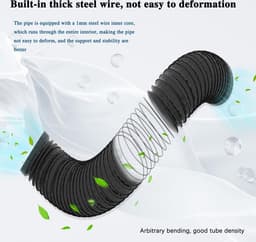 Flexibele aluminium buis - Ø100 mm - PVC afvoerslang - Flexibele luchtleidingen - Zwart - Lengte 5 m - Afzuigkap - Mobiele airconditioning - Hydrocultuur - Buisventilator — thumbnail 5