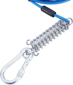Grondanker hond 10 meter lange hondenriem met schokabsorberende veer - 42 cm spiraalvormige grondpen paal - hondenketting voor tuin buiten camping - blauw + rood Grondanker hond — thumbnail 4