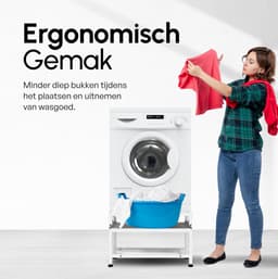 Bodo® - Wasmachine Verhoger - Wasmachine Verhoger Met Uitschuifbare plank - Wasmachine opbouwmeubel - Wasmachine Sokkel - Universeel - Wit — thumbnail 4
