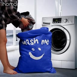 2 stuks waszakken voor op reis, vuile was, wasverzamelaar, waszak, grote opvouwbare wasmand, opbergtas, wasmand voor buiten, wasbak, stof, 120 l, donkerblauw — thumbnail 2