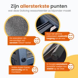 Goliving Wassorteerder – Wasmand met 3 vakken – Wasbox – Oxfort textiel/Metaal/Hout – 3 x 38 Liter – 33 x 92.5 x 71 cm – Zwart — thumbnail 2