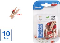 Decopatent - 10 Stuks Mini Fotoknijpertjes - Met Liefheerstbeestje decoratie - 25mm Lang - Kaartknijpertjes - Kleine mini wasknijpers - Hout - Kaarten Kerstkaart knijpers - Houten clips voor fotos — thumbnail 3