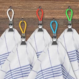 50 handdoekhouderclips voor badkamer en keuken - kleurrijke kunststof en metaal clips voor handdoeken en pannenlappen — thumbnail 3