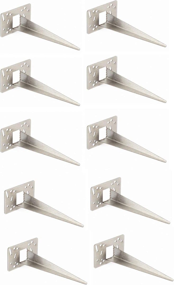 Novatool 10 x grondpennen metaal 10 x 6 x 18 cm roestvrij staal professionele grondanker voor lampen grondhuls tuinpen tuinpennen tuinaccessoires grondbevestiging stopcontactpalen grondnagel grondanker staal — afbeelding 1