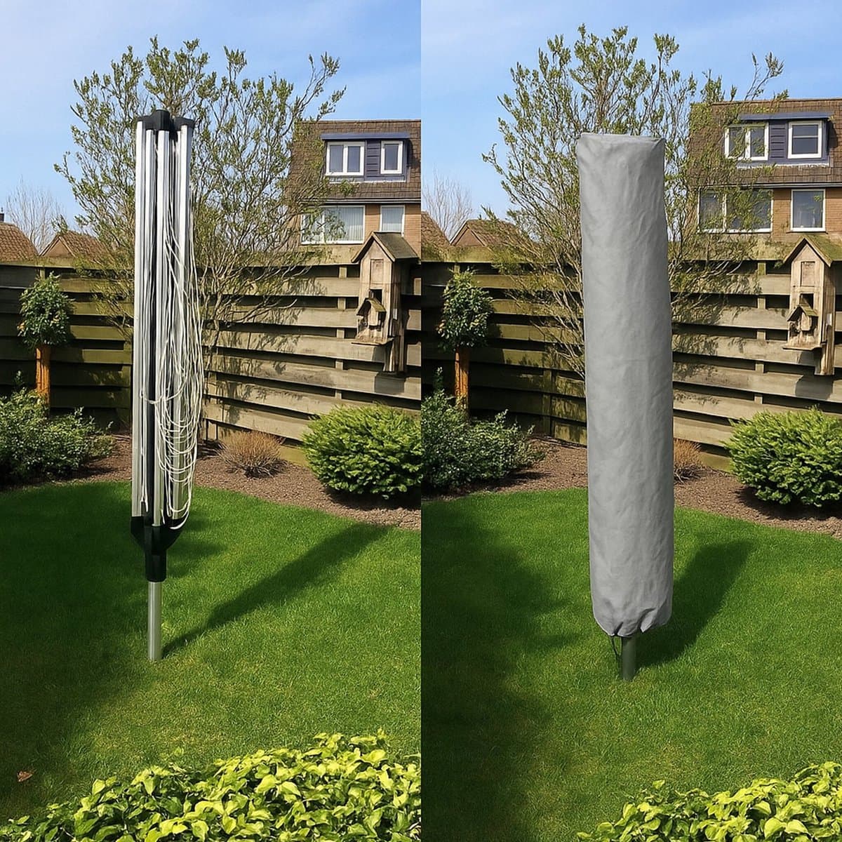CUHOC Droogmolenhoes 175x28x50 cm – Diamond Label – Incl. Stevige Stok – Waterdichte Hoes met Rits voor Droogmolens tot 2,5x2,5 meter — afbeelding 1