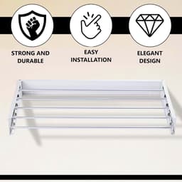 Inklapbaar Wanddroogrek - Droogrek voor Binnen - Wit - Aluminium - 100x50 cm — thumbnail 3