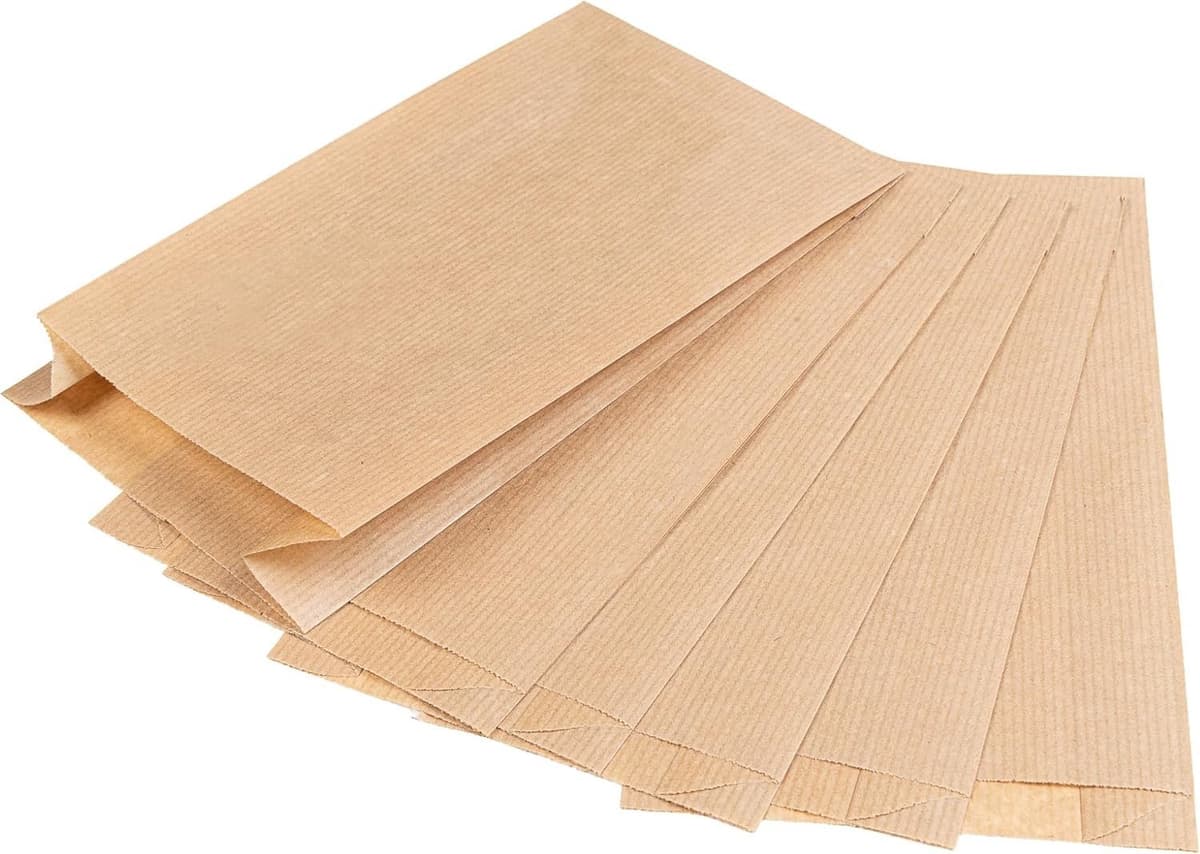 Bruine Papieren Zakken - Bruin - 12 x 21 cm - Recyclebaar Kraftpapier - Voor Voedselverpakking — afbeelding 1