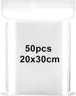 Hersluitbare Plastic Zakken - Doorzichtig - 20 x 30 cm - 50 Stuks - Voor Opslag en Organisatie — thumbnail 1
