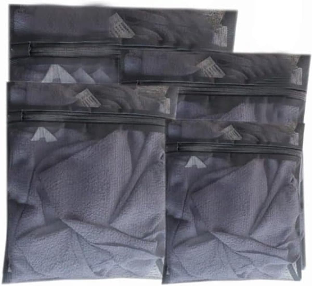 4-delige zwarte waszakkenset met ritssluiting voor delicate kleding en ondergoed — afbeelding 1