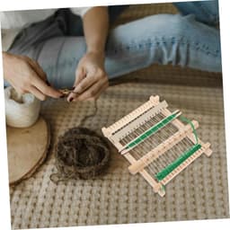 1set Houten Weefraam Weefmachine Handgemaakte Ambachtelijke Weeftool Voor Creatieve Projecten Draagbaar Eenvoudig Te Zetten Voor Unieke Creaties Voor Handwerken Weven Van Garens — thumbnail 5