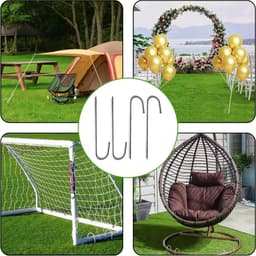 SnelShoppen - Ground Anchor Trampoline 30 cm, 4 Stuks Grondpinnen, Gegalvaniseerd Staal, J-vormige Grondankers, Tentpinnen met Hamerpunt voor Tenten, — thumbnail 5