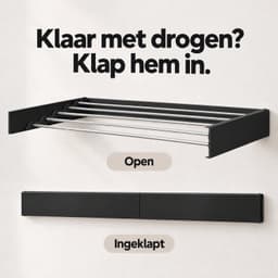 Lacardia Wanddroogrek Inklapbaar 100 cm - Wasrek Hangend - Zwart - Wandgemonteerd Droogrek met 5 Meter Drooglengte — thumbnail 4