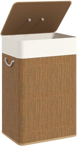 HOMCOM Laundry Hamper Bamboe 40L x 30B x 60H cm Bruin — thumbnail 1