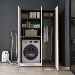 Roomart DORA-II Wasmachine Ombouwkast 115x186 cm - Wit Eiken — thumbnail 1