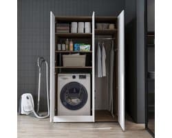Roomart DORA-II Wasmachine Ombouwkast 115x186 cm - Wit Eiken