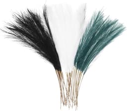 30 stuks kunstpampasgras, 52 cm, kunstmatig gedroogd pampasgras, decoratie met steel, voor vloervazenvulling, bruiloftsdecoratie, blauwgroen/zwart/wit — thumbnail 1