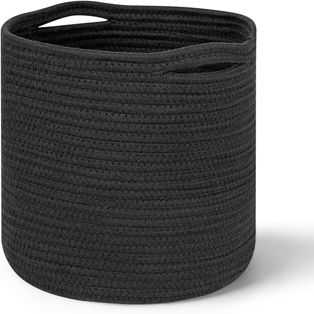Gevlochten, opbergmand met handvatten, wasverzamelaar handgemaakt, mand voor opberging van dekens, speelgoed, knuffels, kleding, zwart — afbeelding 1