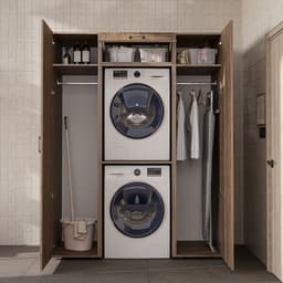 Roomart DUO-I Wasmachine Ombouwkast 157x205 cm - Kastenwand met 2 Hoge Kasten 45 - Eiken — thumbnail 3