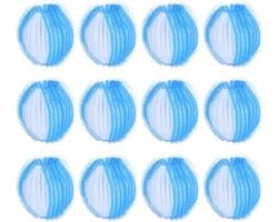 Wasmachineballen voor huisdieren, 12 stuks, blauw, herbruikbaar, voor het verzamelen van honden- en kattenharen, pluisverwijderaar voor schone kleding, in wasmachine en droger