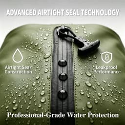 waterdichte tas schoudertas met luchtdichte ritssluiting, lichte dry bag met verstelbare riem voor strand, zwemmen, reizen en dagelijks gebruik, olijfgroen, draagtas — thumbnail 5