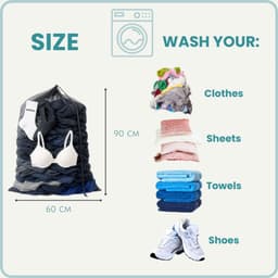 NORDIX Waszak Groot XL - 60x90CM - Waszakken - Laundry Bag - Wasnet - Waszakje - Treksysteem - Trekbandsluiting - Polyester - Schoenenzak - BLACK — thumbnail 5