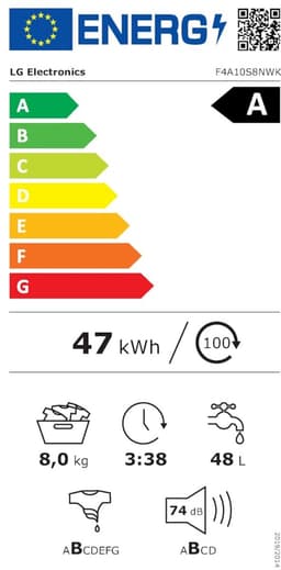 LG F4A10S8NWK Wasmachine 8 kg 1.400 TPM, stoomwasprogramma, AI DD systeem, Energielabel A, ThinQ app — thumbnail 5
