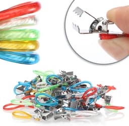 50 handdoekhouderclips voor badkamer en keuken - kleurrijke kunststof en metaal clips voor handdoeken en pannenlappen — thumbnail 5