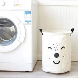 Stoffen wasmand, opvouwbare opbergzak voor huishoudelijke kleding, waterdichte wasmand, opbergemmer voor kleding, geschikt voor het opbergen van kleding, speelgoed en diverse benodigdheden (wit) — thumbnail 4