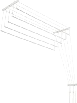KADAX Plafondwasdroger, wasdroger voor het plafond met 5 stangen, wanddroger met stalen spijlen, plafonddroger, draagvermogen tot 10 kg (wit/110 cm) — thumbnail 1