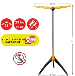 Stevig Inklapbaar Droogrek - Staand Kleding Wasdroogrek - Wasrek Voor 63 Kleding Hangers - Droogtoren 2 Volle Wastrommels - Opklapbaar — thumbnail 2