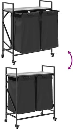 vidaXL - Wasmand - 2 - vakken - met - planken - grijs - sonoma - eiken — thumbnail 5