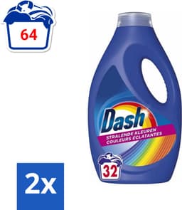 Dash - Stralende Kleuren - Vloeibaar Wasmiddel - Gekleurde Was - 32 Wasbeurten - Voordeelverpakking - 2 stuks — thumbnail 1