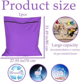 Waszak voor huisdieren - waszakje voor huisdieren - Grote waszakken voor huisdieren - voorkomt dat dierenhaar de wasmachine verstopt - voor honden , katten , paarden , konijnen - paars - 70*80 cm — thumbnail 5